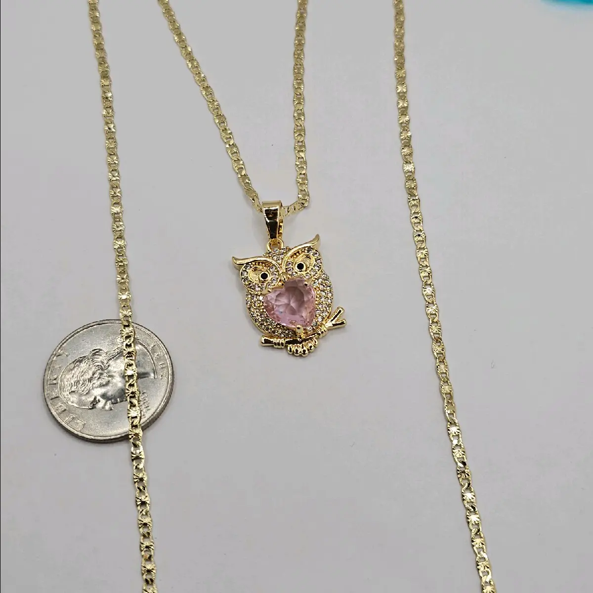 owl necklace beautiful style Gold-plated