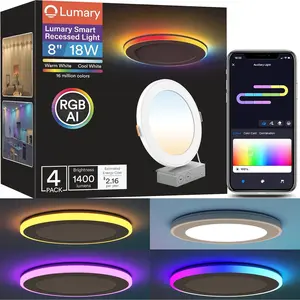 Lumary Smart Wi-Fi Recessed Light Pro 6 Inch RGB Night Light with Alexa Google Assistant Compatible 16 Million Colors Dimmable Downlight - Home Decor Lighting