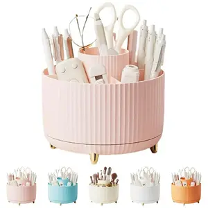 Rotating Desk Organizer, Large Capacity Pen Holder, Makeup Brush Storage Box, Makeup Tool Organizer, Desk Organizer for Home Office, Office Stationery & Supplies, Durable Storage Organizer