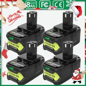 8.0Ah 2 Packs  18 Volt High Capacity Replacement for Ryobi 18V Battery 8000mAh, Compatible with Ryobi 18 Volt Lithium ion Battery P108 P107 P105 P104 P103 P102 Cordless Power Battery Tools lithium-ion Batteries Pack flexvolt max