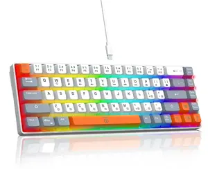 Snpurdiri 60% Percent Gaming Keyboard, Ergonomic Small Mini Keyboard, Compact RGB Backlit for Windows, PC, Laptop, 68 Keys, White&Grey&Orange for Office/Gaming(Black) enhanced experience