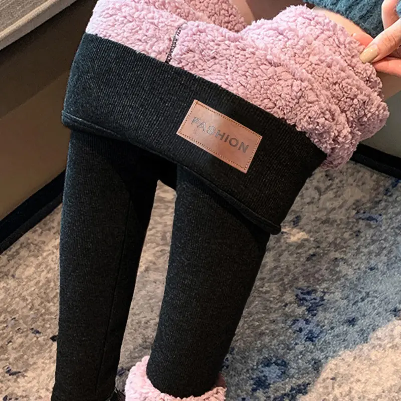 Women's Solid Thermal Lined Leggings, Casual Knitted Leggings, Casual Comfy Warm Skinny Pants for Daily Wear, Ladies Bottoms for Winter