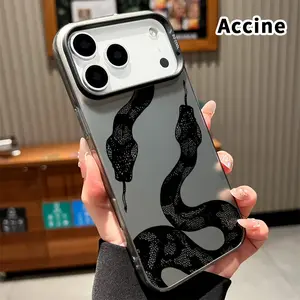 Phone Case for iPhone 17 Pro Max 16 Plus 15 14 13 12 11 Air E Python Pattern Shockproof Silicone PC Back Protective Smartphone Cover