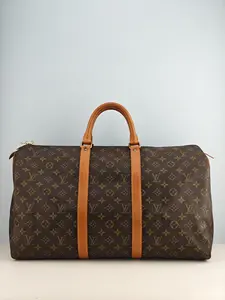 Pre-owned Monogram coated canvas with leather trim Travel Bags Louis Vuitton Monogram Keepall 50 Boston Bag【SD0995】