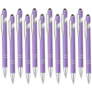 12 Pcs Black Ink Ballpoint Pen with Stylus Tip, 1.0 mm Metal Pen Stylus Pen for Touch Screens, 2 in 1 Thank You Pen Gift for Friends, Colleagues, Coworker, Office, Family(Purple) tiktokshopspringglowup