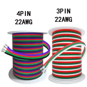 22AWG 3 Pin 4pin LED RGB Extension Cable Wire 22 Gauge 3-4 Conductor Wire Line Cord .Led Strips WS2812B WS2811 Dream RGB Color 3528 5050,12/24V DC LEDs RGB Lighting