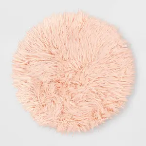 3' Faux Fur Round Kids' Rug Pink - Pillowfort