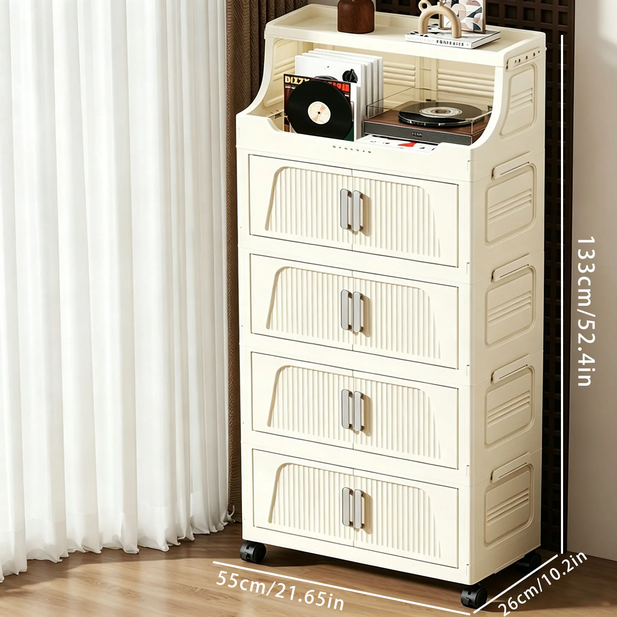 5-Tier White Storage Cabinet