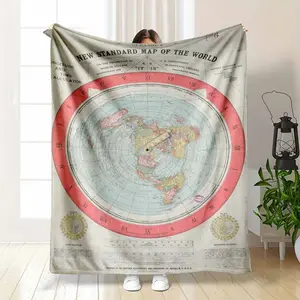 Soft Durable Flannel Blanket Camping Gleason 1892 Flat Earth Map Throw Blanket Nature Flannel Bedspread Bedroom Graphic Sofa Bed Cover
