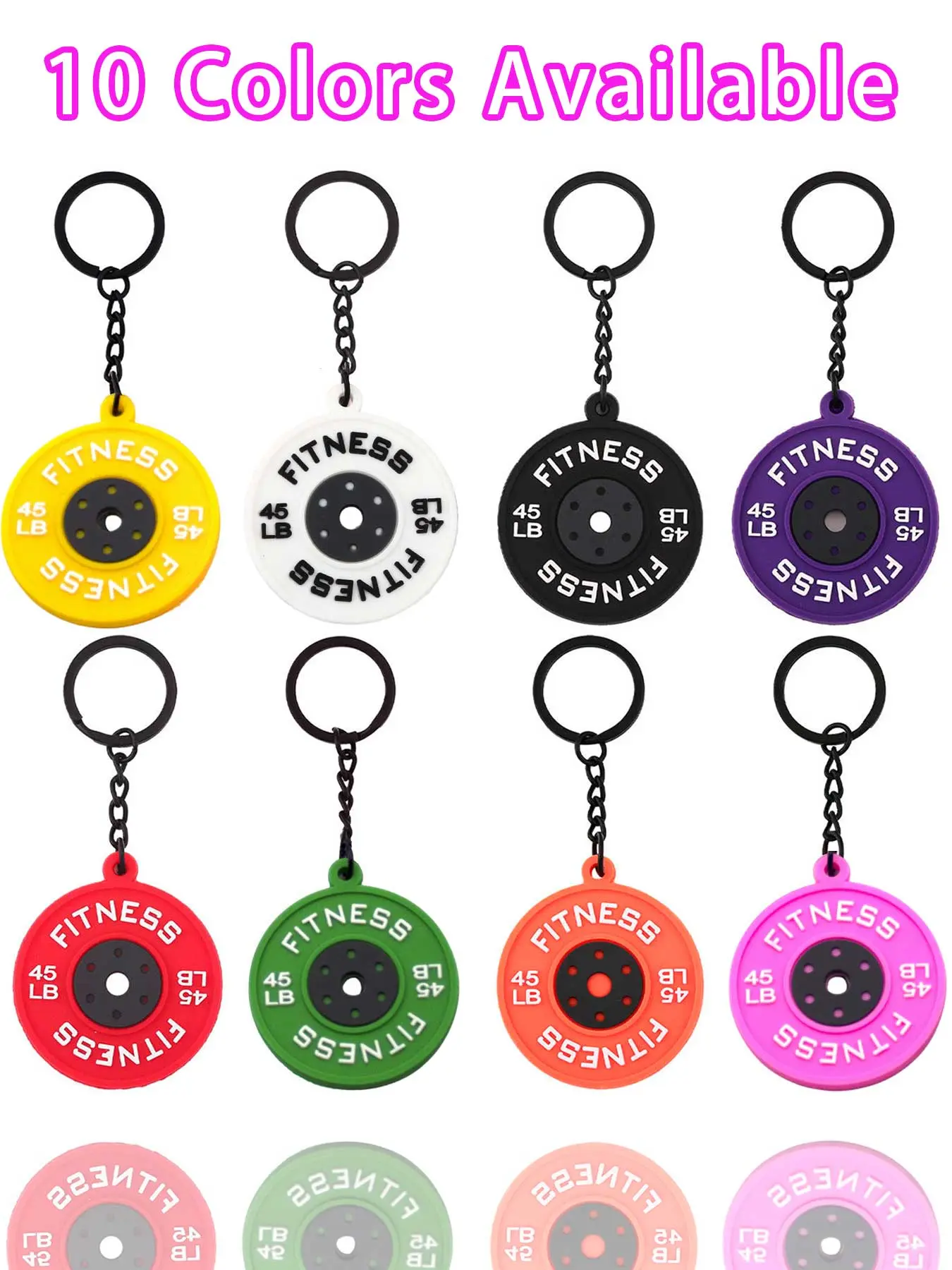 Durable Gym Fitness Dumbbell Plate Bag Charm Barbell Plate Keychain, Weightlifting Barbell Plate Keychain, PVC Rubber Barbell Keyring, Workout Exercise Pendant, DIY Bag Backpack Accessories, Gift, Decoration, Key Charms, Keychain for car keys