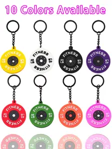 Durable Gym Fitness Dumbbell Plate Bag Charm Barbell Plate Keychain, Weightlifting Barbell Plate Keychain, PVC Rubber Barbell Keyring, Workout Exercise Pendant, DIY Bag Backpack Accessories, Gift, Decoration