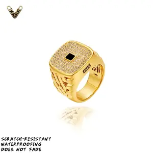 Lynvar Vault unisex eternity ring, 14K gold plated, stackable cubic zirconia band, delicate vintage streetwear bling jewelry for women and men