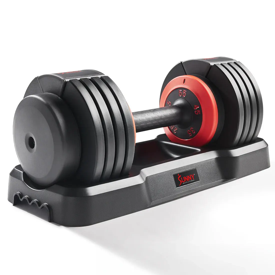 Sunny Adjustable Dumbbells 15-55 LBS with Secure Locking Plate 10 LB Increments for Home Gyms Workouts Fitness Exercise Space Saving