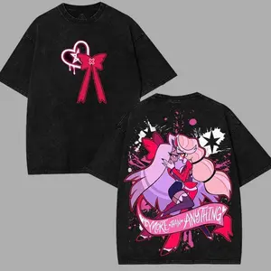 Vaggie x Charlie Hazbin Hotel T-Shirt Graphic Tee, Cotton Unisex Anime Cartoon Character Shirt for Fans