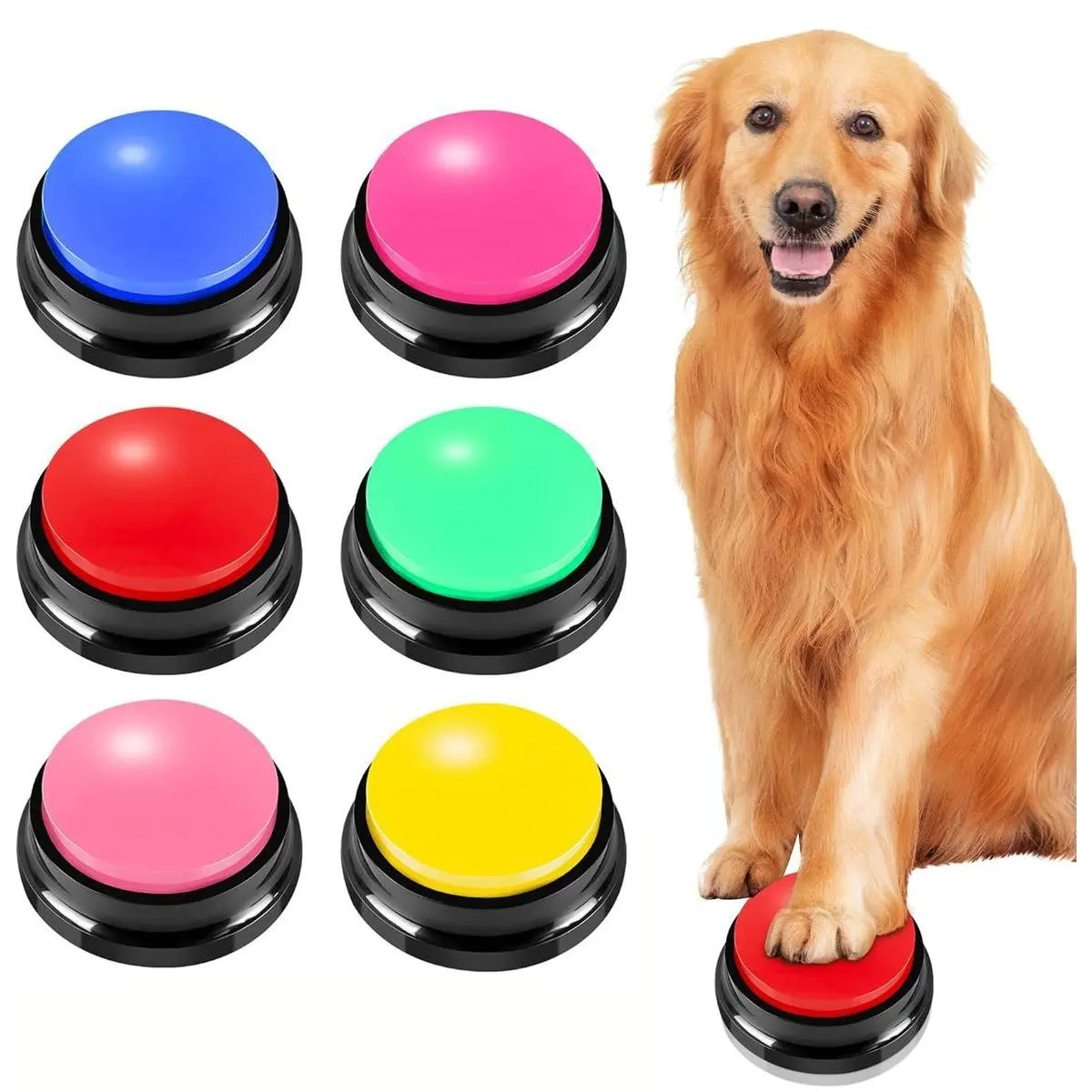 Thermoplastic Rubber 6-Color Dog Communication Training Buzzer Set - 30-Second Recording & Playback Buttons, 25 Scene Modes, Dog Learning Tool, Suitable for Home & Office Use, Pet Gift