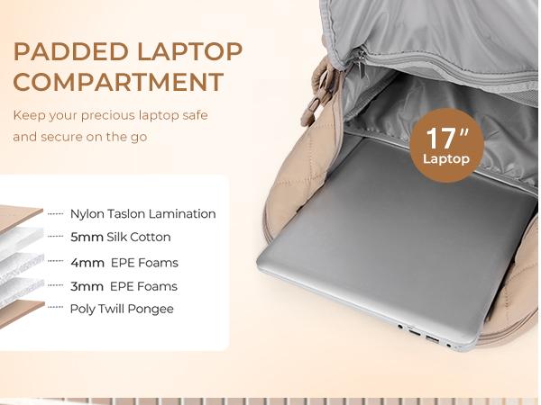 CLUCI HolidayHaul HolidayHaul New Collection School Backpack Puffer Backpack 17.3 Inch Laptop Backpack for Women, Anti Theft Travel Backpack, Puffer Quilted Work, Water Resistant College Bookbag, Carry on Bckpack