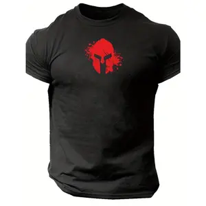Blood Spartan Helmet T Shirt Gym Clothing rint T-shirt
