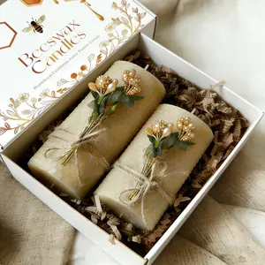 2 beeswax scented candles, decorated with rhinestones for long-lasting smoke-free design, warm beeswax candles suitable for home decoration and emergency use