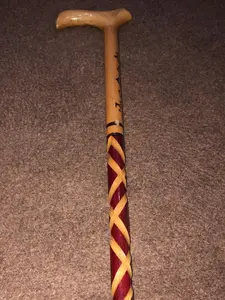 wooden hand made walking cane