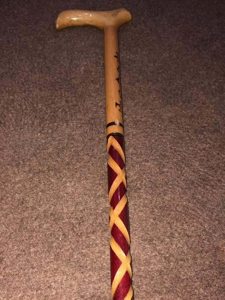 wooden hand made walking cane