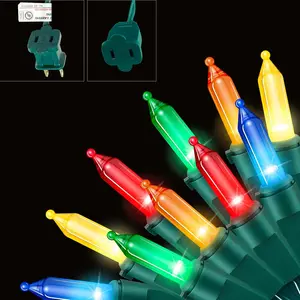 63.8FT Green Wire Multicolor String Lights, 300 Count (150L*2pcs) Incandescent Christmas Lights
