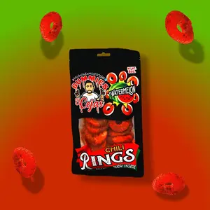 El Cejas Watermelon Gummy Chili Rings with Chamoy 8 oz.