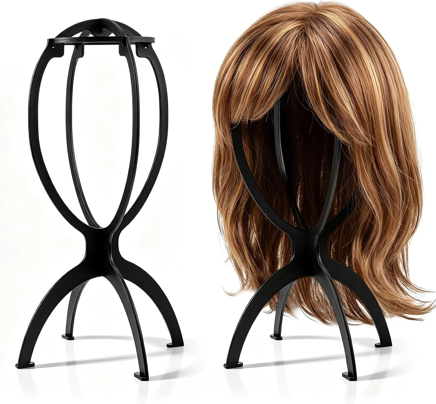 3 Pcs Wig Stand, Portable Wig Holder Wig Head Stand for All Wigs Travel Wig (black,3pack) multiple
