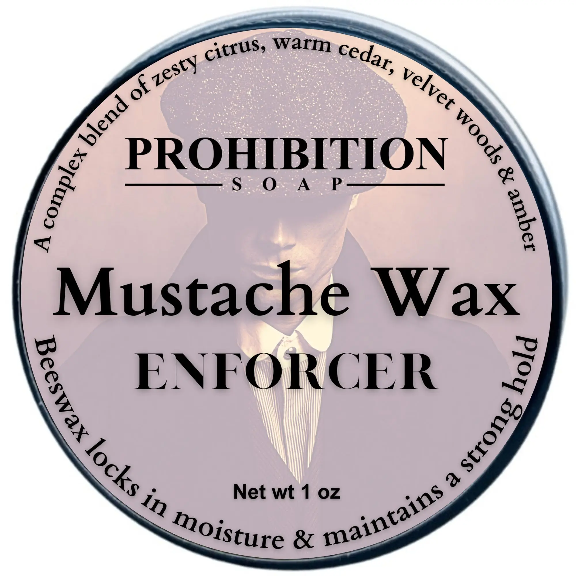 Prohibition Enforcer Aroma Blend Lavender Scented Men's Mustache Wax - Extreme Hold, Beeswax Infused, Vitamins, Hydrating Moisture Boosting Haircare Product, Long Lasting Hold