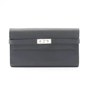 Pre-owned HERMÈS Calfskin Small Leather Goods Hermes Kelly Wallet Long Verso calf leather long bifold wallet