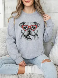 Puppy Love Dog Sweatshirt – 5 Dog Breeds in Adorable Heart Shaped Glasses |  Unisex Crew Pullover