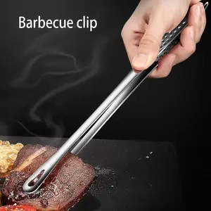 Stainless Steel Korean BBQ Grill Tongs Heavy Duty Rust Resistant with Ergonomic Handles for Steak Salad Vegetables Portable Cooking Tool for Indoor Outdoor Home Camping and Picnics Durable Kitchenware with Sleek Metallic Finish