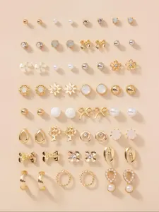 Faux Pearl & Rhinestone Decorated Mixed Earrings Set, Cute Fashion Jewelry for Women & Girls, Trendy All-match & Exquisite Jewelry for Birthday Gift