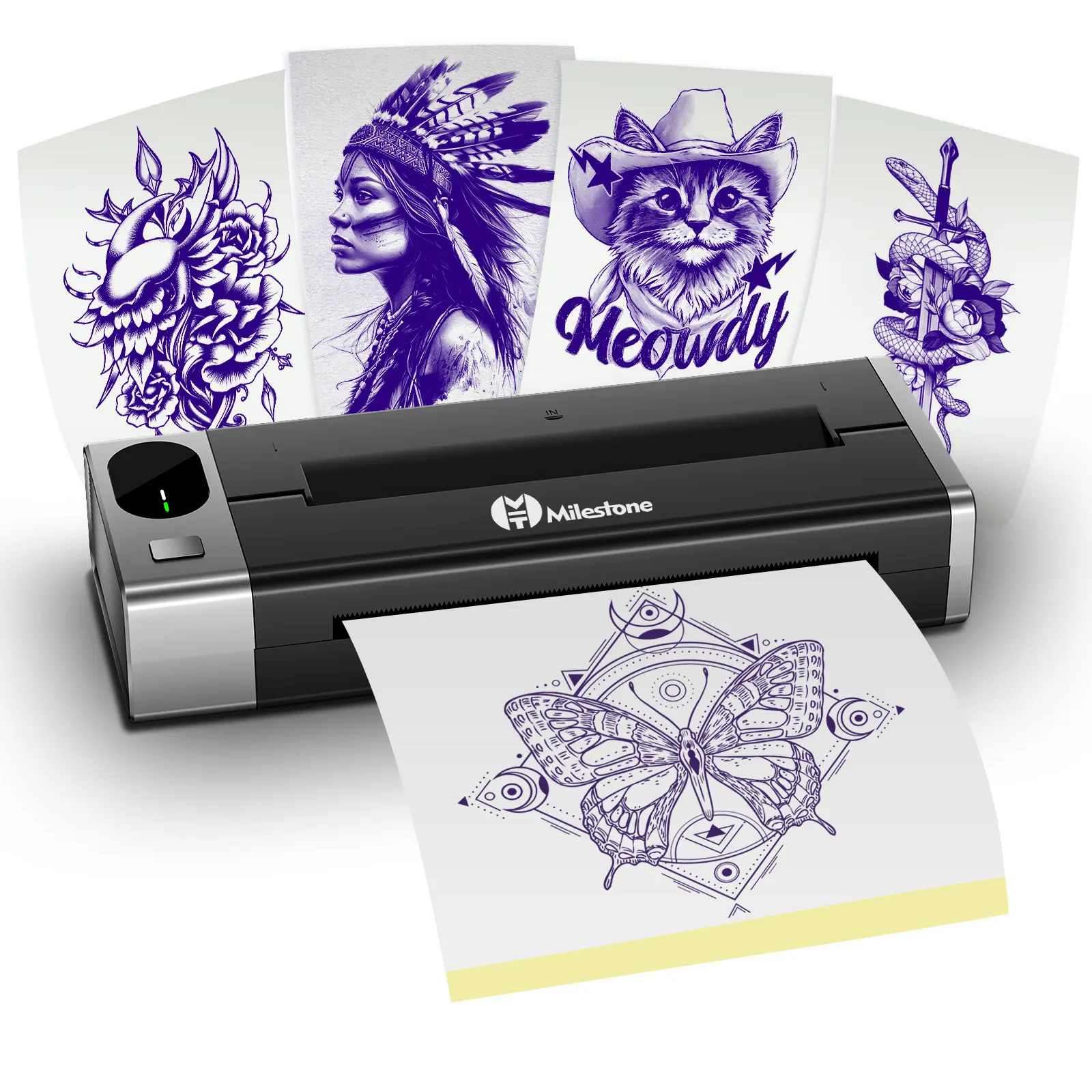 M6 Wireless Tattoo Transfer Thermal Stencil Machine, 1500mAh Rechargeable Inkless Type-C Device, App-Controlled 2-in-1 Tattoo & Document Printer for Artists & Beginners