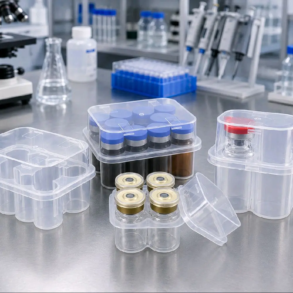 2, 4, 6 and 10 Slot Peptide & Insulin 3ml Vial Storage Case, Transparent Multi-Slot Shipping Organizer, Durable, Stackable and Portable.