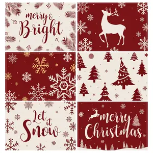 4/6pcs Christmas tree placemat, washable, snowflake print placemat, 12x18 inch winter table mat, holiday table decoration, kitchen decorative placemat, table anti slip insulation mat, suitable for kitchen dining, parties and gatherings