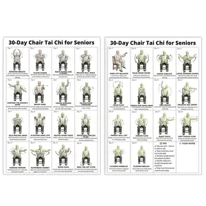 Tai Chi Chair Workout Chart for Seniors, Printable Wall Exercise Chart, 30-Day Seated Tai Chi Routine, Easy Step-by-Step Fitness Guide for Home & Rehab