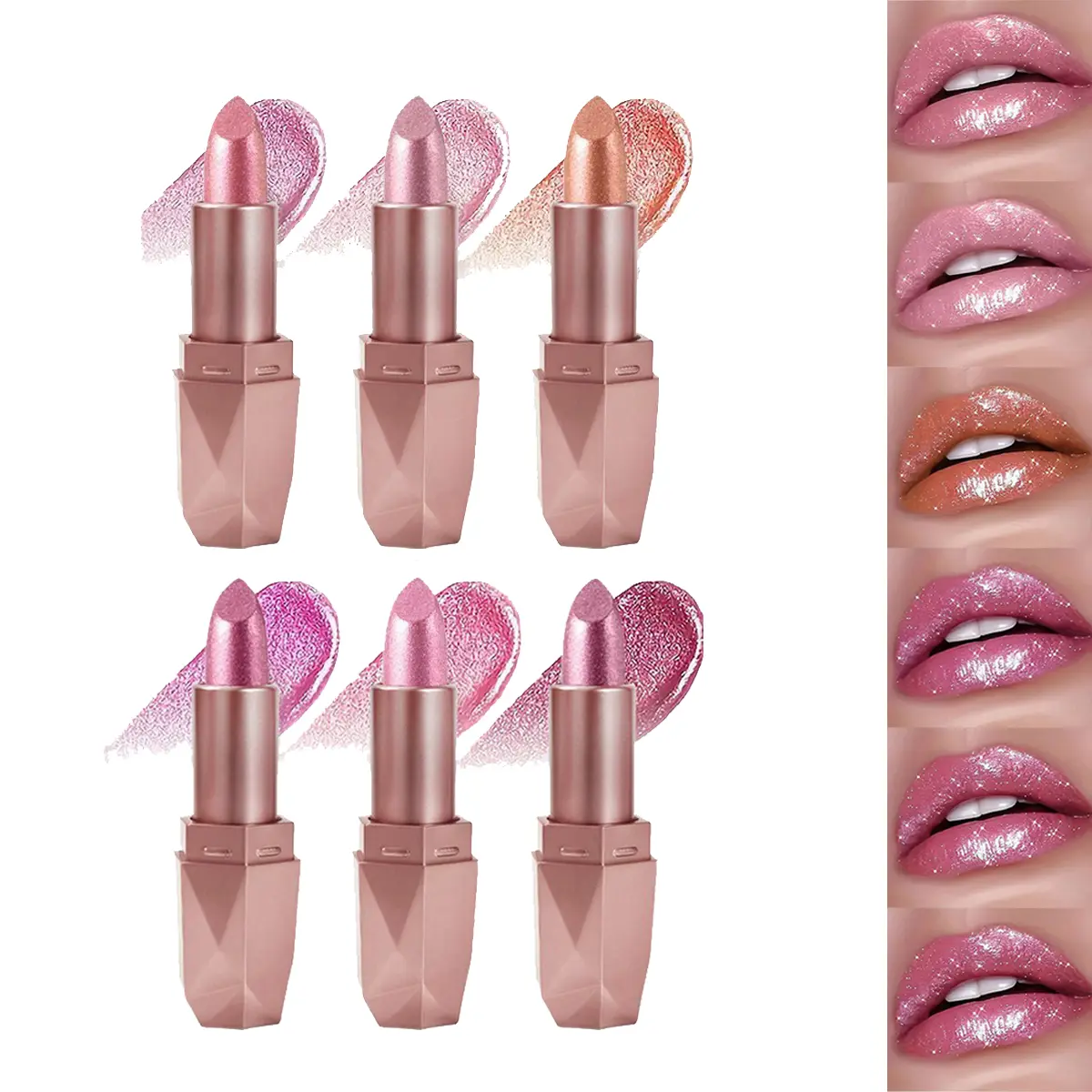 Glossy Pearlescent Lip Makeup, High Color Moisturizing Lipstick for Smooth Finish in Work, Events and Photos