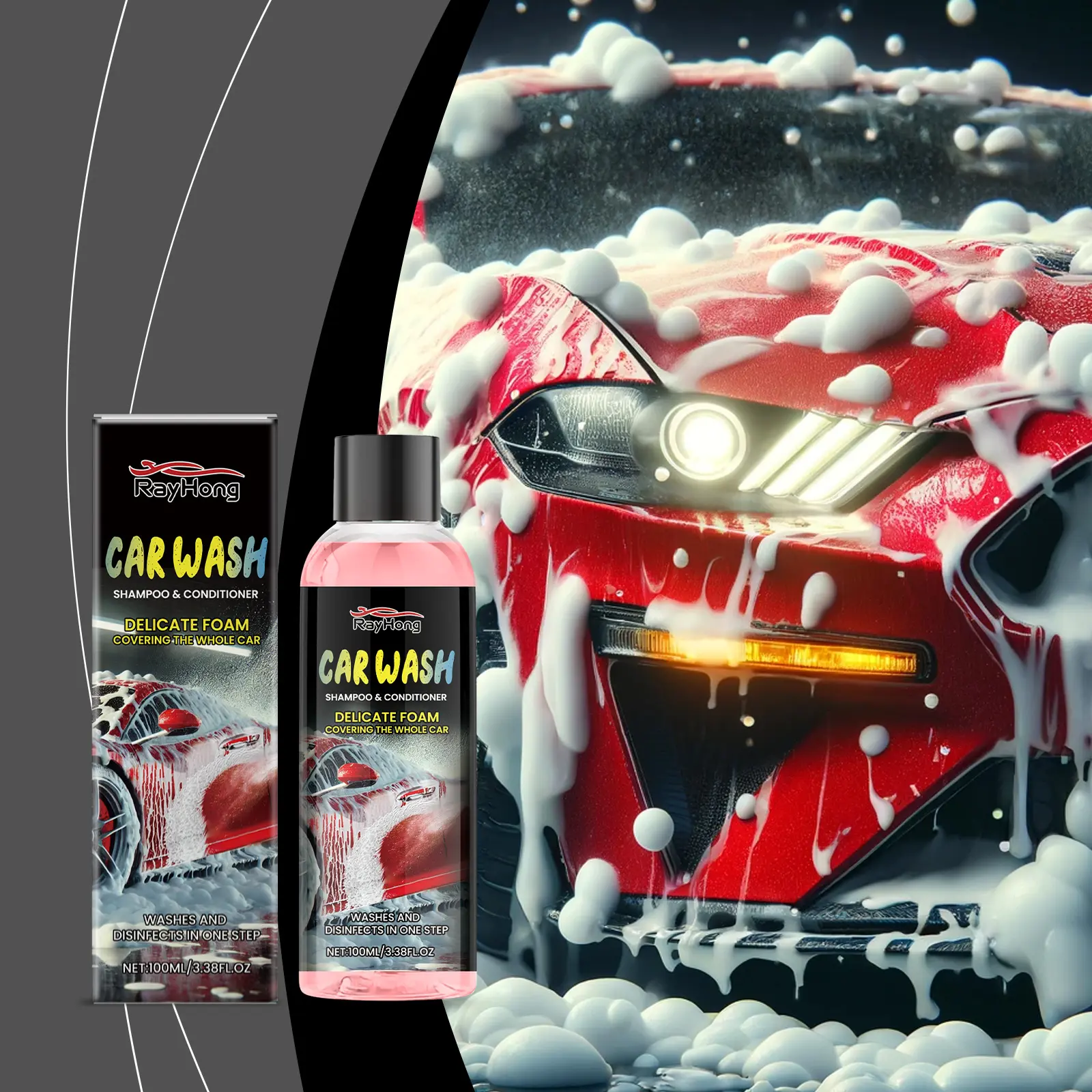 Car cleaning liquid for removing dirt and grime from car surfaces, cleaning, refurbishing, and maintaining cars, as well as daily car care and maintenance.