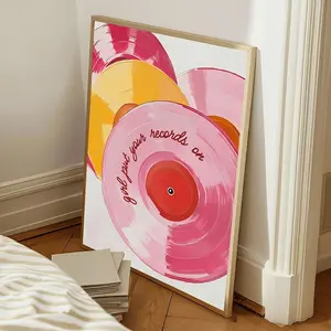 Put Your Records on Poster – Colorful Vinyl Wall Art, Retro Music Print for Room Decor (printed)