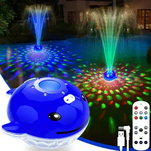 Pool Fountain with Remote, Dolphing Floating Pool Fountain with Lights, Above Ground Pool Water Fountains with Anchor, Swimming Pool Fountains for Inground Pool-1PC,Blue