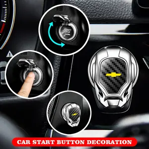 Chevrolet Car One-Button Start Button Protector Cover, Interior Key Protection Decoration Accessory, Anti-Scratch Decorative Set, Car Accessories
