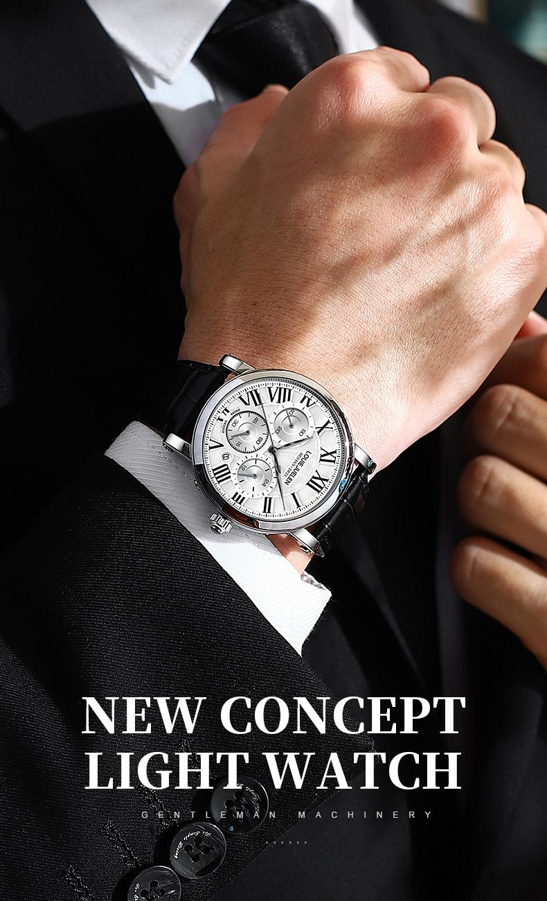 LOUIE JUELEN Luxury Men's Business Watch - 2025 New Multifunction Waterproof Quartz Wristwatch, Genuine High-End Fashion Men's Watch