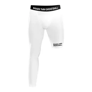 Single-Leg Compression Tights - Right - White | 3/4 One Leg Athletic Sleeve, Basketball & Gym Tights, Breathable, Sweat-Wicking & Muscle Support