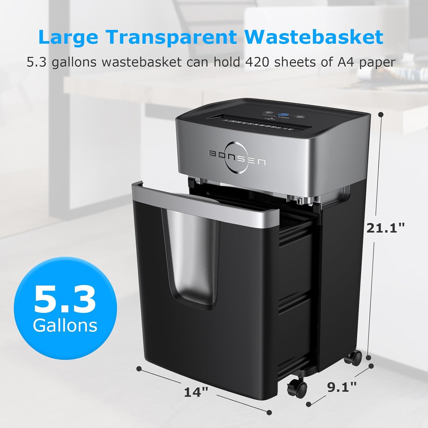 BONSEN 16-Sheet Heavy Duty Paper Shredder for Office, 60-Minute Running Time Cross-Cut CD Shredder with 60dB Low-Noise, 5.3-Gallon Pull Out Bin, Anti-Jam & Quiet Shredder for Home Office (S3102) Fathersdaygift Mechanical