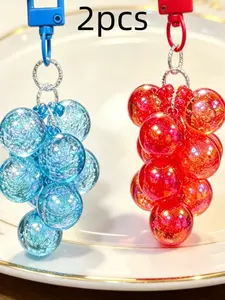 Grape Keychains, Creative Cute Bubble Jelly Grape Cluster Keychain Emulational Fruit Car Key Students' School Bag Pendant Gift