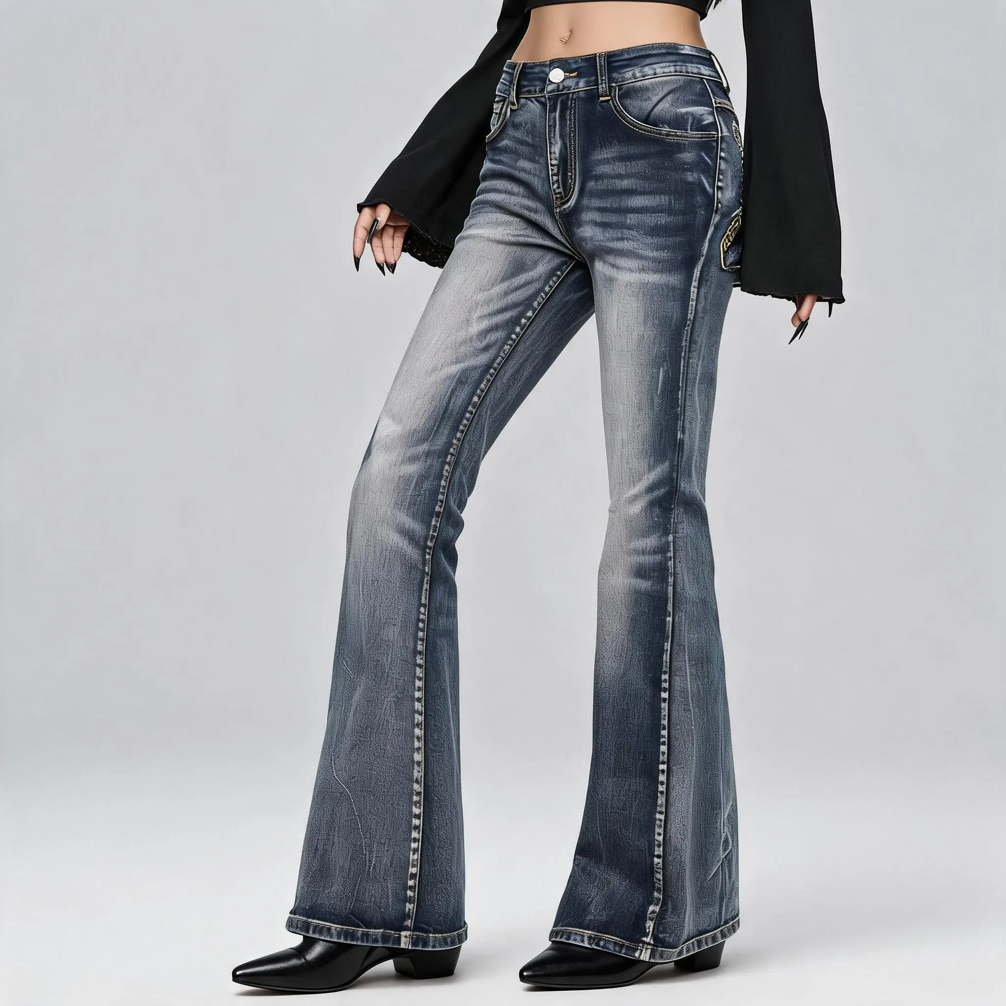 tornado mart tribal flared jeans - TikTok Shop