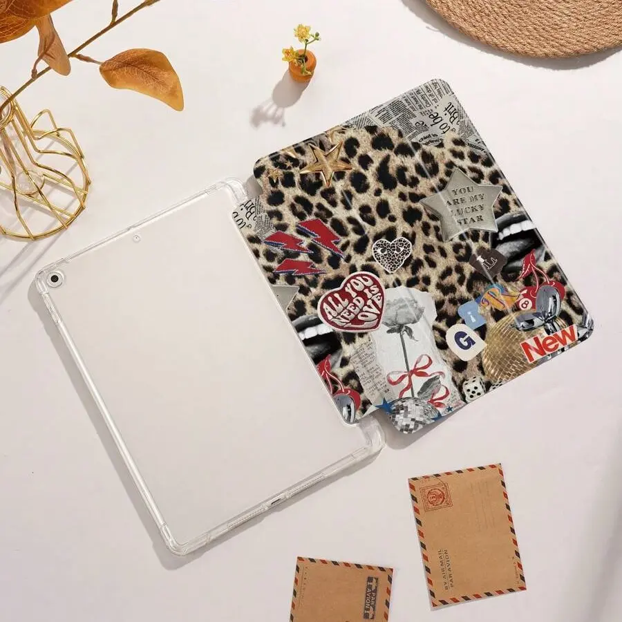 Y2K Vintage Leopard Print Tablet Case Protective Cover, Fits iPad 10th Gen, iPad 9/8/7, iPad Air 5/4, iPad Pro 11, Anti-Drop Protection, Fashion Design, Ipad Accessories, Tablet Casing