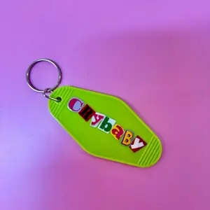 Crybaby Magazine Cut Out Lime Green Motel Style Keychain