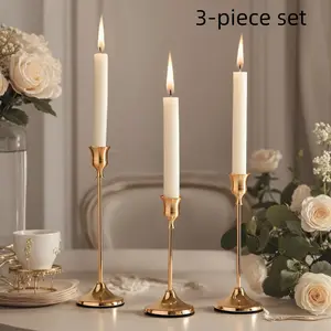 European Style Candlestick Set, Metal Iron Crafted Small Candle Holders, Romantic Table Decorations, Vintage Candle Stickers, Party & Wedding Use
