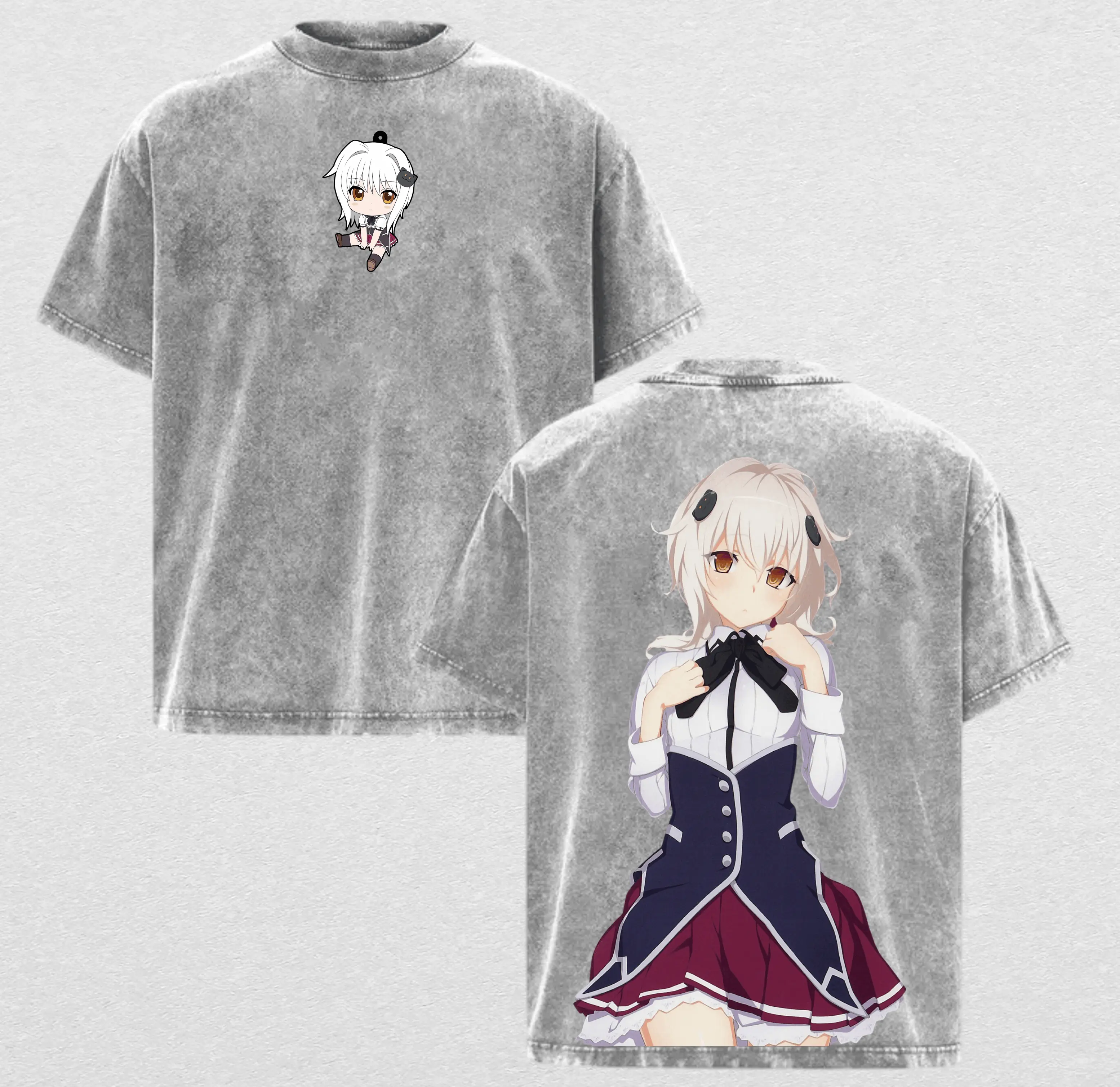 Koneko Toujou High School DxD Vintage Washed T-Shirt, Oversized Retro Heavyweight Cotton Mineral Wash Tee, Premium Graphic Streetwear Anime Merch Gift for Otaku Fan